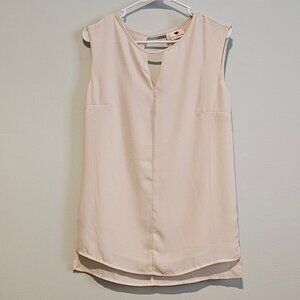 Women’s Cream Color Sleeveless Blouse with Keyhole Front and Back, XSmall